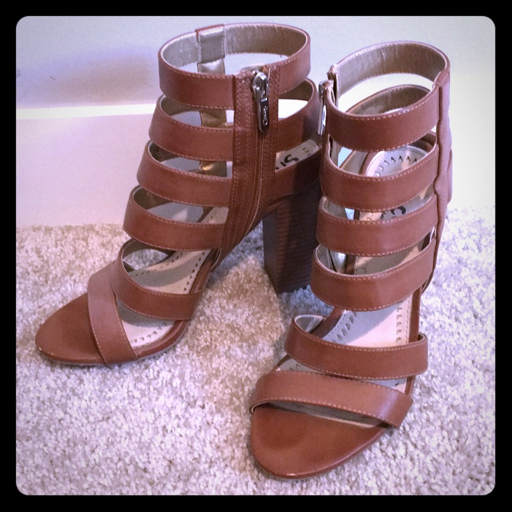 Camel Colored High Heel Sandals Size 7.5